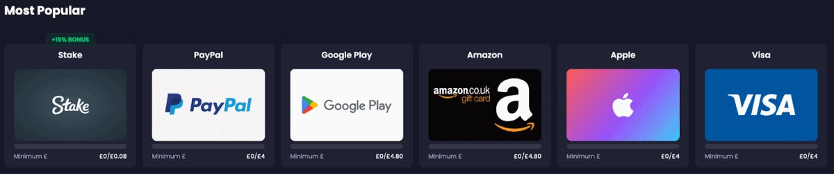 Rewards can be exchanged at the players choice