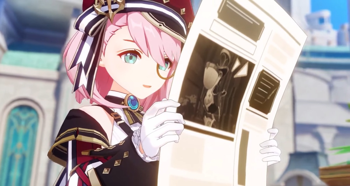 The Steambird's journliast Charlotte in Genshin Impact.